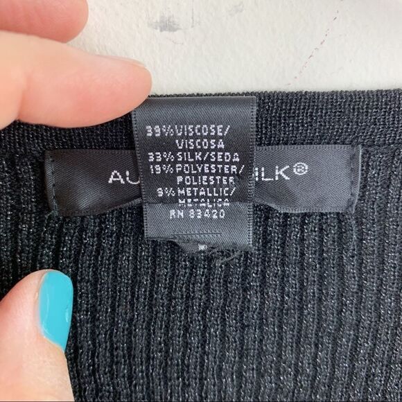 Faux Ribbed Cardigan Metallic Black August Silk - Picture 6 of 10